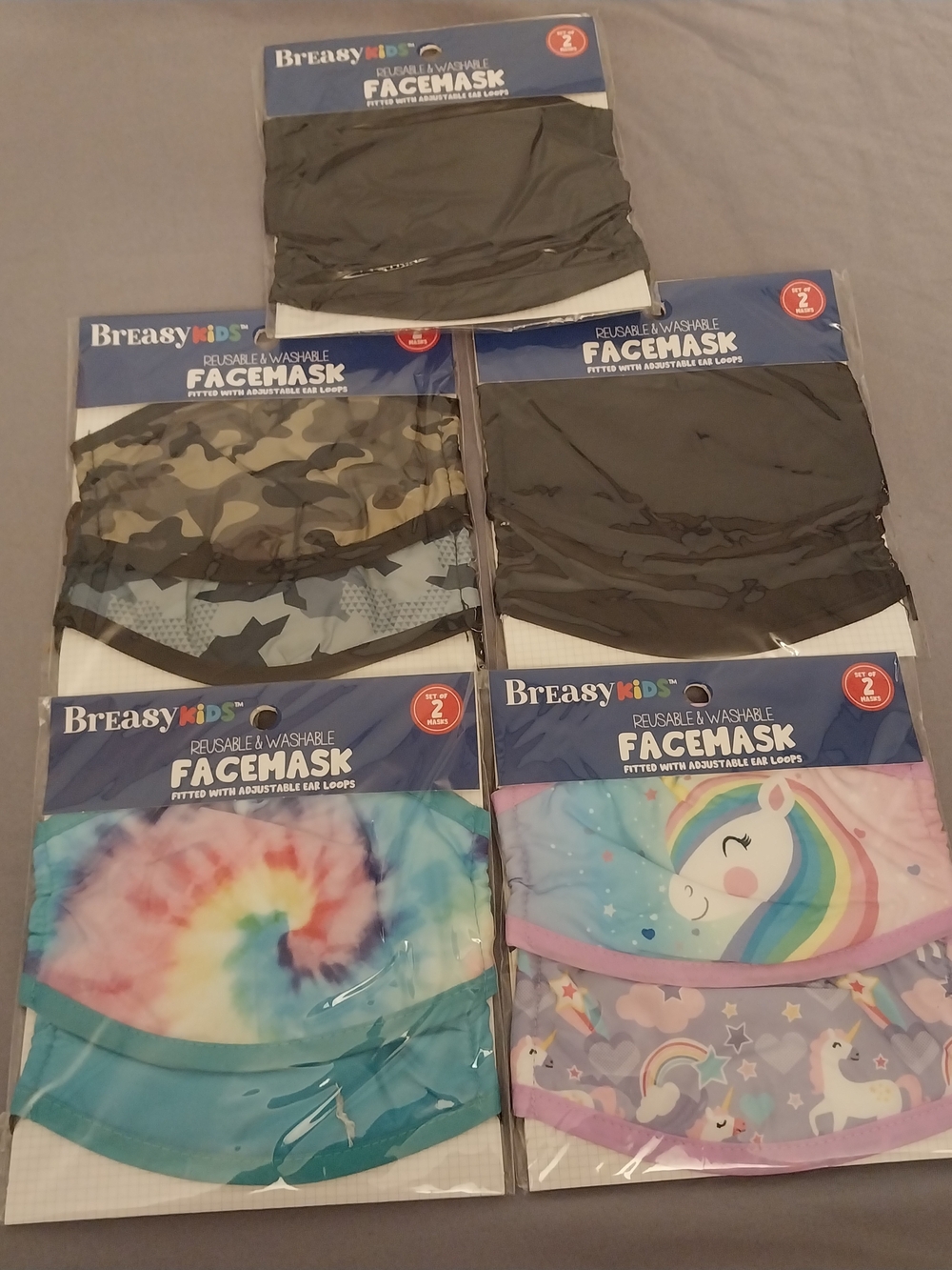 Breasy Kids Reusable & Washable Face Mask. 5x2 Packs. #0128